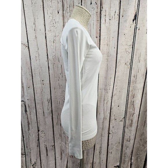 ALK Women's 6 Lululemon White & Silver Long Sleeve Shirt Tee T-Shirt Thumbholes - Picture 8 of 9